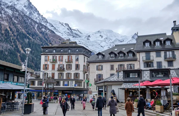 Όμορφη Θέα Του Κέντρου Της Πόλης Chamonix Chamonix Mont Blanc — Φωτογραφία Αρχείου