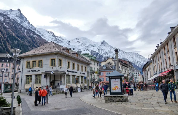Όμορφη Θέα Του Κέντρου Της Πόλης Chamonix Chamonix Mont Blanc — Φωτογραφία Αρχείου