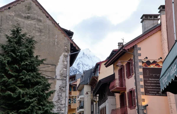 Gyönyörű Kilátás Nyílik Chamonix Belvárosára Chamonix Mont Blanc Község Város — Stock Fotó