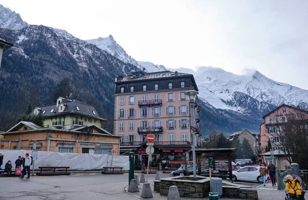Bella Vista Sul Centro Chamonix Chamonix Mont Blanc Comune Francese — Foto Stock
