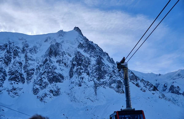 stock image Chamonix: view of mountain top station of the Aiguille du Midi in Chamonix, France.