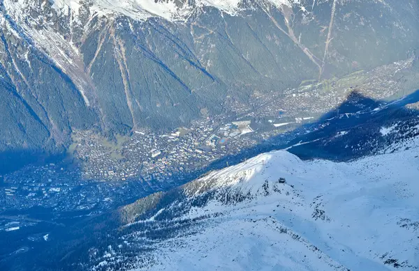 Chamonix Frankreich Luftaufnahme Von Chamonix Vom Hohen Gipfel Der Anguille — Stockfoto
