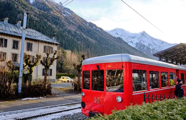 Scenic Train Mountains Railway Alps Mer Glace Chamonix Montenvers France — Stock Photo, Image