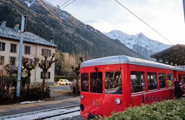 Scenic Train Mountains Railway Alps Mer Glace Chamonix Montenvers France — Stock Photo, Image