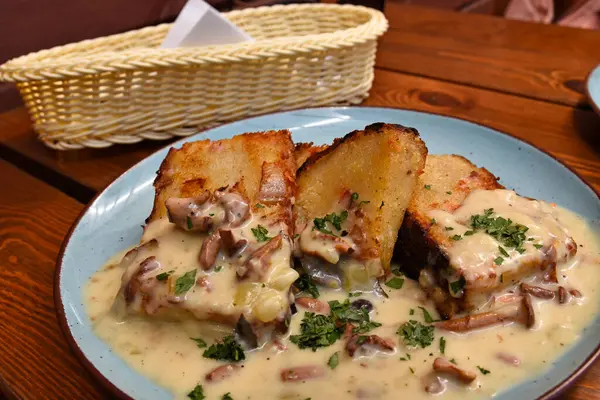 Stock image Potato cake with chanterelle sauce, Podlasie, Poland