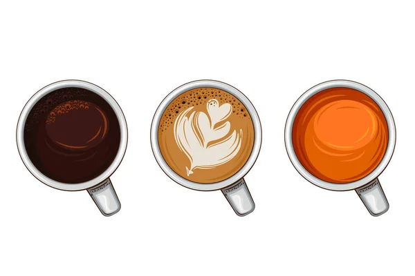 Tasse Kaffee Kollektion Nach Oben Ansicht — Stockvektor