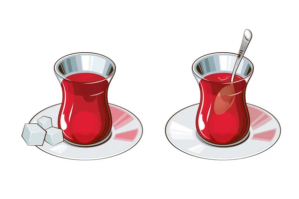 Çay Koleksiyonu, Cam Çay Kadehi, Siyah Kırmızı Yeşil Çay 