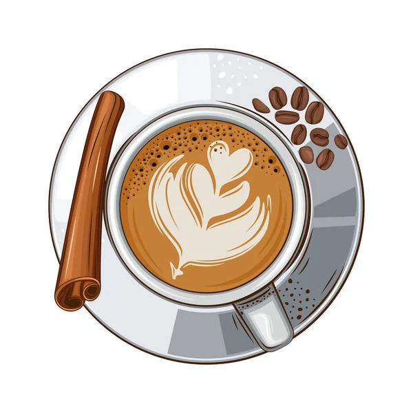 Tasse Kaffee Von Oben Ansicht Cappucino — Stockvektor
