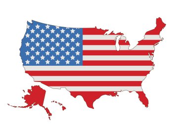 4 Temmuz Vatansever Konsepti. Bağımsızlık Günü tasarım unsuru USA MAP