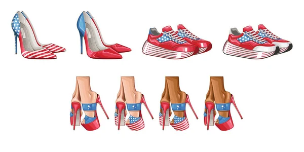 Julio Concepto Patriótico Día Independencia Elemento Diseño Zapatos Sandalias — Archivo Imágenes Vectoriales