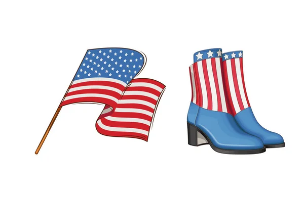 Juli Patriottisch Concept Independence Day Design Element Usa Vlag Cowboy — Stockvector