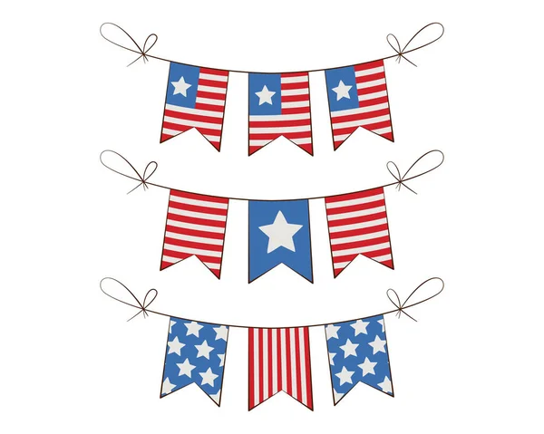 小さな旗の装飾 7月4日 愛国主義 独立記念日のデザイン要素 — ストックベクタ