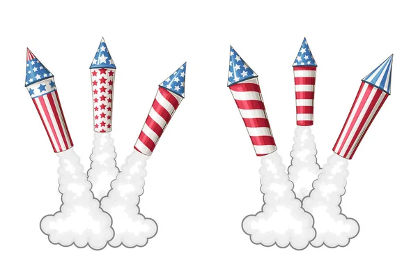 Patriotoic Colors 'da havai fişekler. 4 Temmuz Vatansever Konsepti. Bağımsızlık Günü tasarım ögesi