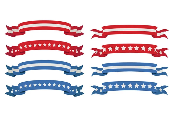 爱国者色的缎带 七月四日爱国观念 独立日设计要素 — 图库矢量图片