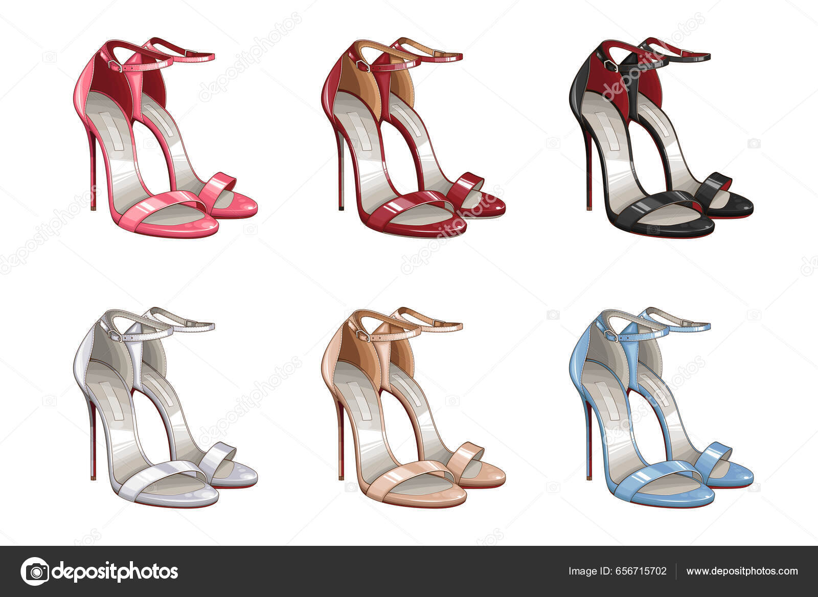 Divat Női Cipő Magassarkú Szandál Luxus Cipő Lábbeli Kollekció Divat Stock  Vektor: ©caraulan_design 656715702