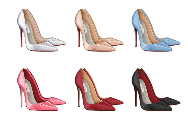 Moda Kadınları Ayakkabıları Yüksek Topuklar Stiletto Ayakkabıları Moda Blog Için — Stok Vektör