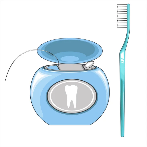 Cepillo Dientes Ilustración Agujas Dentales Dientes Saludables Ilustración Vectores Dentista — Vector de stock