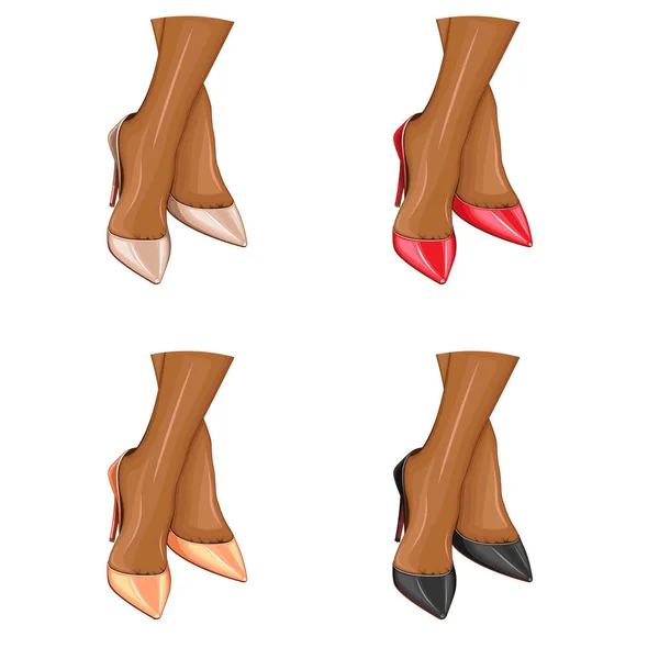 Moda Kadınları Ayakkabıları Yüksek Topuklar Stiletto Ayakkabıları Moda Blog Için — Stok Vektör