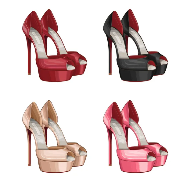 Mode Damenschuhe High Heels Sandalen Luxusschuhe Schuhkollektion Mode Blog Design — Stockvektor