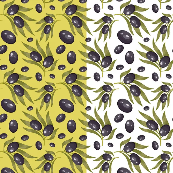 Olive Braches Seamless Pattern Botanical Background — Stock Vector
