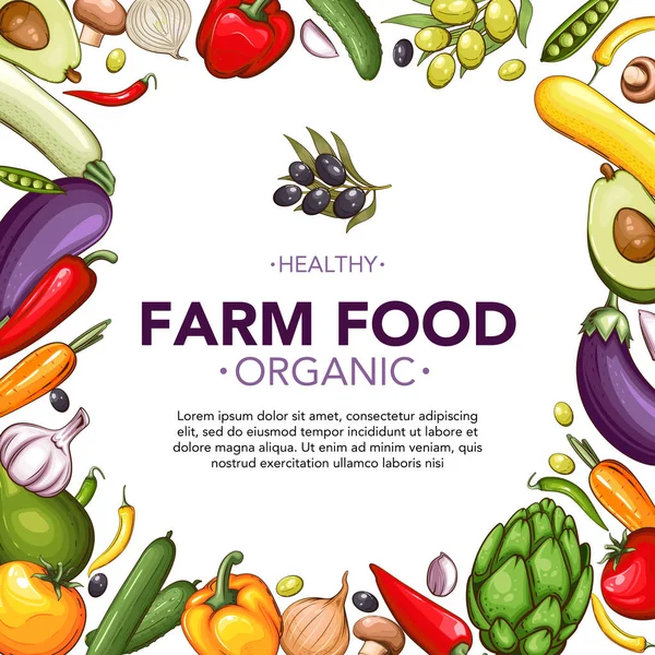 Taze Sebze İllüstrasyonu, Sebze Karışımı, Sebze Çerçevesi, Vegan Gıda Organik Sebzeleri Düzenleme. Gıda Afişi