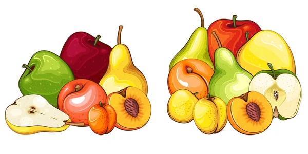 Fruit Mix Illustration Vectorielle Isolée Fruits Illustrations Colorées Isolées Sur — Image vectorielle