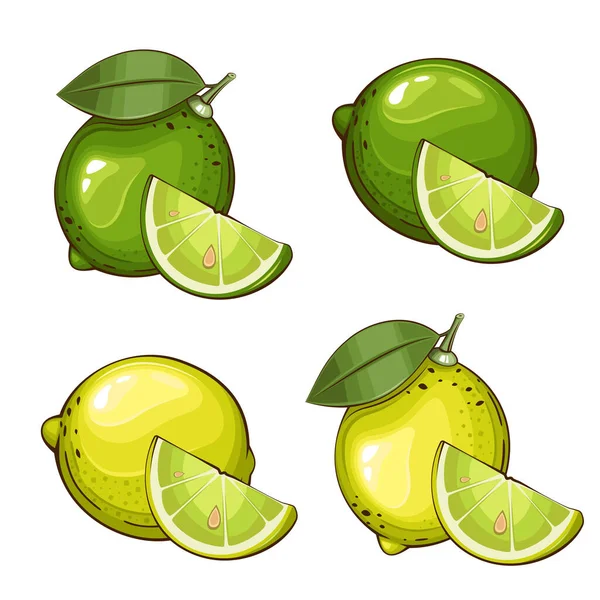 Limones Ilustración Vectorial Aislado Frutas Coloridas Ilustraciones Aisladas Sobre Fondo — Vector de stock