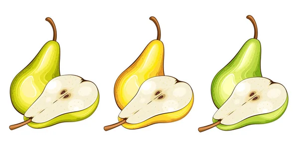 Illustration Vectorielle Isolée Des Poires Fruits Illustrations Colorées Isolées Sur — Image vectorielle