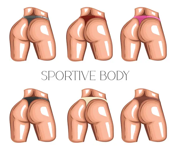 Sportive Woman Body Wearing Bikini Back View Women Sexy Underwear Лицензионные Стоковые Векторы