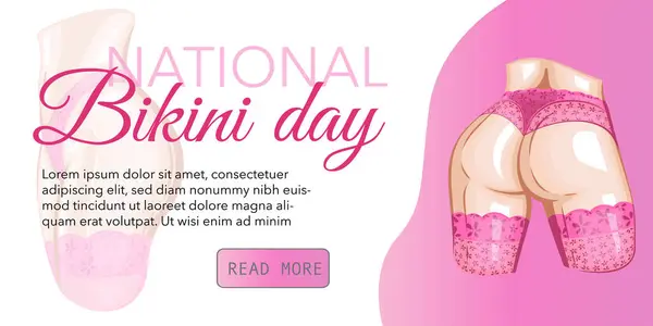 National Bikini Day Banner Sportive Woman Body Wearing Bikini Women Лицензионные Стоковые Векторы