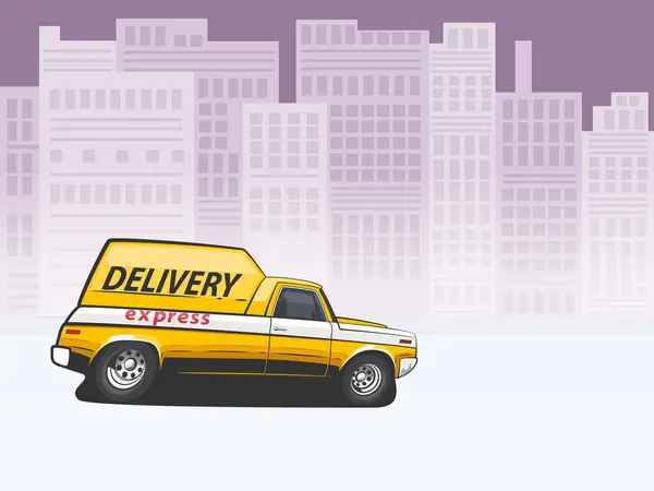 Teslimat kamyonu çizimi. Teslimat konsept tasarım şablonu. Teslimat hizmeti konsepti. Kargo ve Lojistik el çizimi vektör çizimi. Teslimat aracı izole edildi