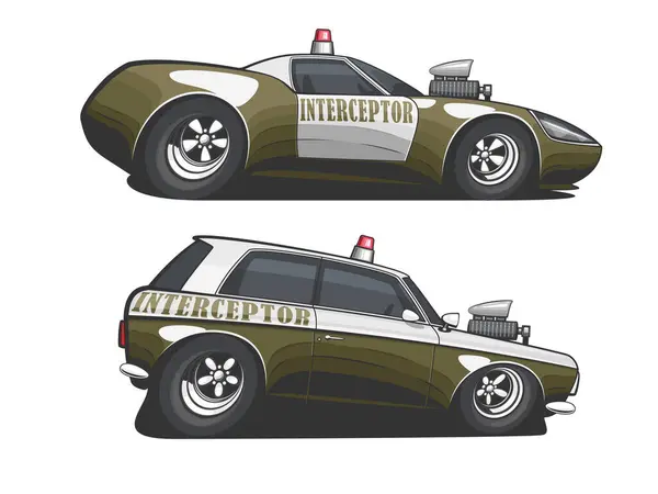 Polis arabası çizimi izole edildi. Çizgi film stili polis arabası el çizimi vektör sanatı. Devriye aracı. Modern polis arabası. Şehir polis arabası..
