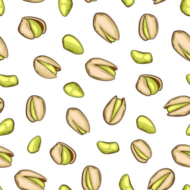 Fındıksız desen. Fıstık arkaplanı. Organik gıda konsepti. Kumaş, ambalaj, kahve ve pastaneler için fındık deseni. El Çizimi illüstrasyonu