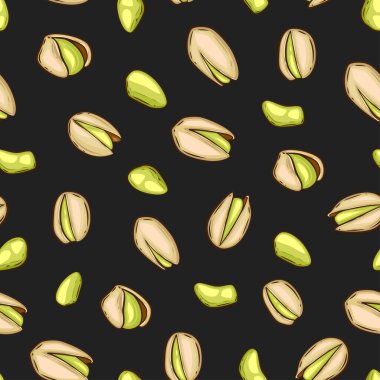 Fındıksız desen. Fıstık arkaplanı. Organik gıda konsepti. Kumaş, ambalaj, kahve ve pastaneler için fındık deseni. El Çizimi illüstrasyonu