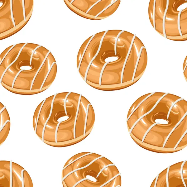 Yemek dizaynı. Donut arka planı. Çöreklerle kusursuz desen. Kumaş, ambalaj kağıdı, ambalaj, kahve ve pastaneler için çörek deseni. El Çizimi illüstrasyonu.