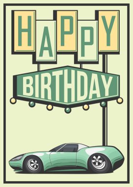 Oğlanlar için doğum günü kartı. Mutlu yıllar çocuklar tebrik kartı. Araba tasarımlı doğum günü posteri. Doğum günün kutlu olsun. Çocuklar için moda doğum günü tebrik kartı şablonu. 