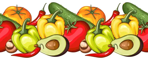 Gıda Sınırı Kusursuz. Sebzeli kusursuz çelenk. Taze sebzeli yatay sınır. Sebzeler. Kusursuz. Sağlıklı gıda konsepti. Organik Gıda Pazarı, Banner, Flyer, Duvar Kağıdı, Tekstil