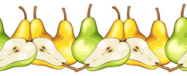 Gıda Sınırı Kusursuz. Meyveli kusursuz Garland. Taze meyveli yatay sınır. Fruits Seamless. Sağlıklı gıda konsepti. Organik Gıda Pazarı, Banner, Flyer, Duvar Kağıdı, Tekstil