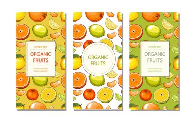 Meyve arka planı. Organik meyve pankartı tasarımı. Meyve yerleşimi. Çiftçi pazarında taze meyveli pankart. Yerel yemek. Tarımsal Hasat El Çizimi Posteri. Pazarlama ve reklam şablonu