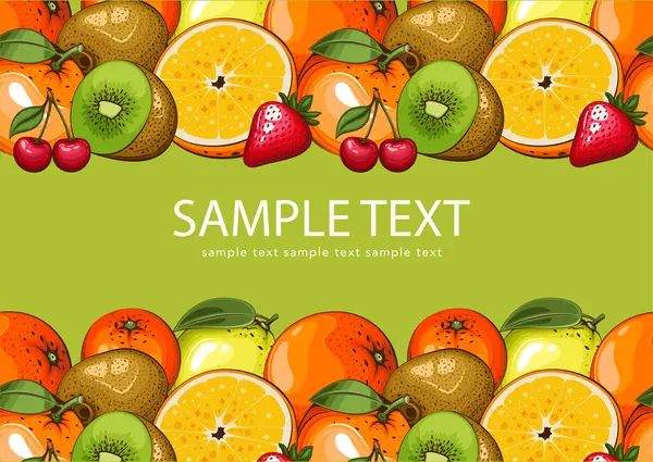 Meyve arka planı. Organik meyve pankartı tasarımı. Meyve yerleşimi. Çiftçi pazarında taze meyveli pankart. Yerel yemek. Tarımsal Hasat El Çizimi Posteri. Pazarlama ve reklam şablonu