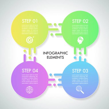 Bilgi grafikleri tasarım şablonu ve pazarlama simgeleri iş akışı düzeni, diyagram, yıllık rapor ve web tasarımı için kullanılabilir. 6 seçeneği, adımı veya süreci olan iş konsepti.