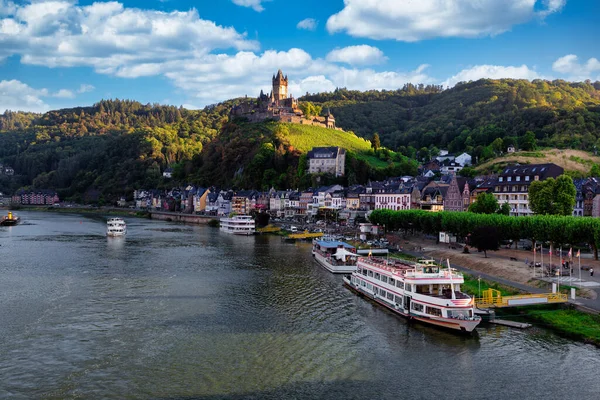 stock image Landmarks of Germany - medieval Cochem town, Rhine river cruises