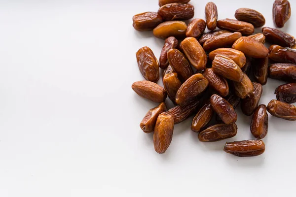 stock image Fresh dried dates fruit on white isolated background. 