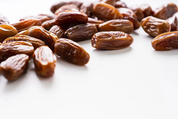 stock image Fresh dried dates fruit on white isolated background. 