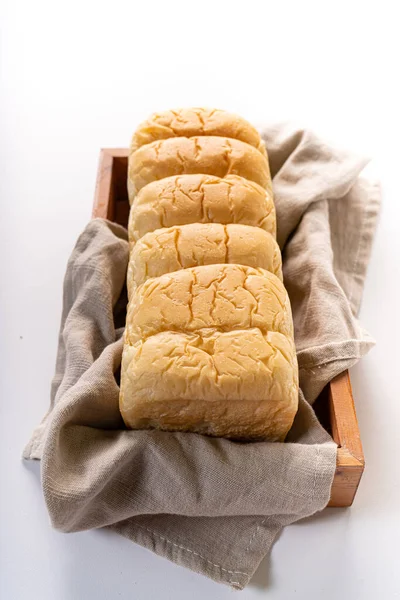 Brioche Cozido Forno Fresco Pão Macio Fofo Pão Branco Pão — Fotografia de Stock