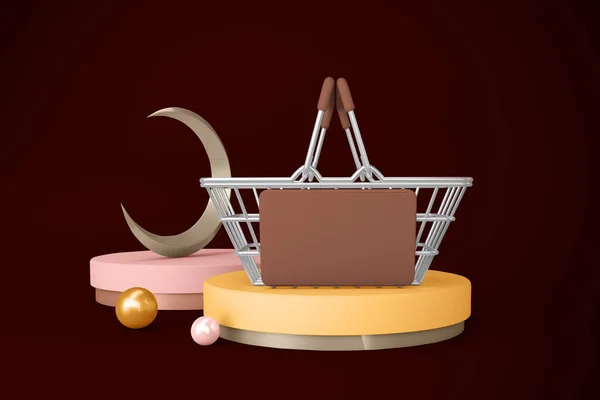 Koszyk Ramadan Półksiężycem — Zdjęcie stockowe