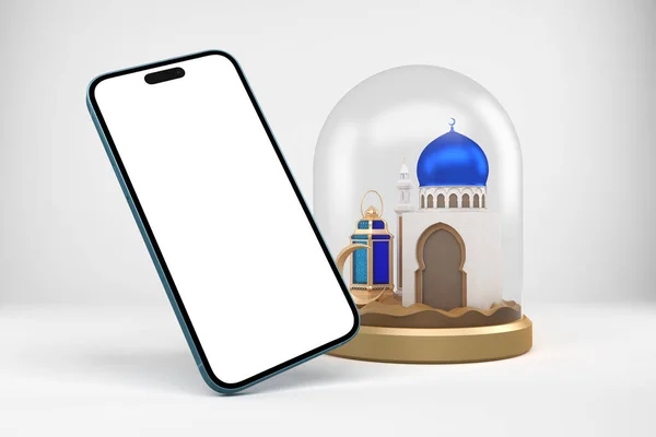 Рамадан Телефон Мечетью — стоковое фото