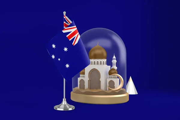 Ramadan Australien Flagga Och Moské — Stockfoto