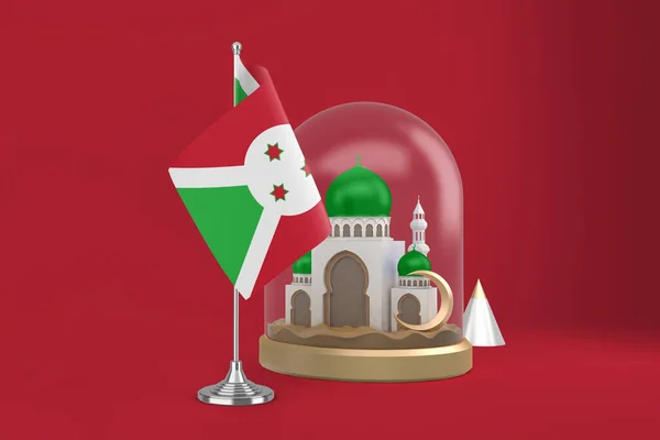 Ramadan Burundi Flagga Och Moské — Stockfoto