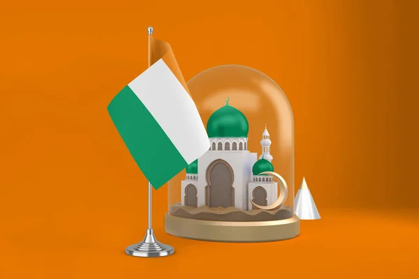 Ramadan Cote Ivoire Flagge Und Moschee — Stockfoto